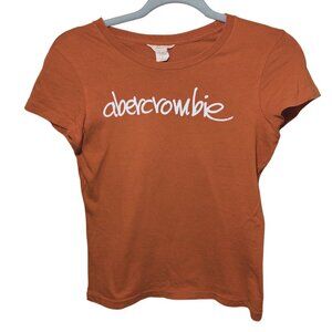 Abercrombie Kids Shirt with light glitter writing orange size: L